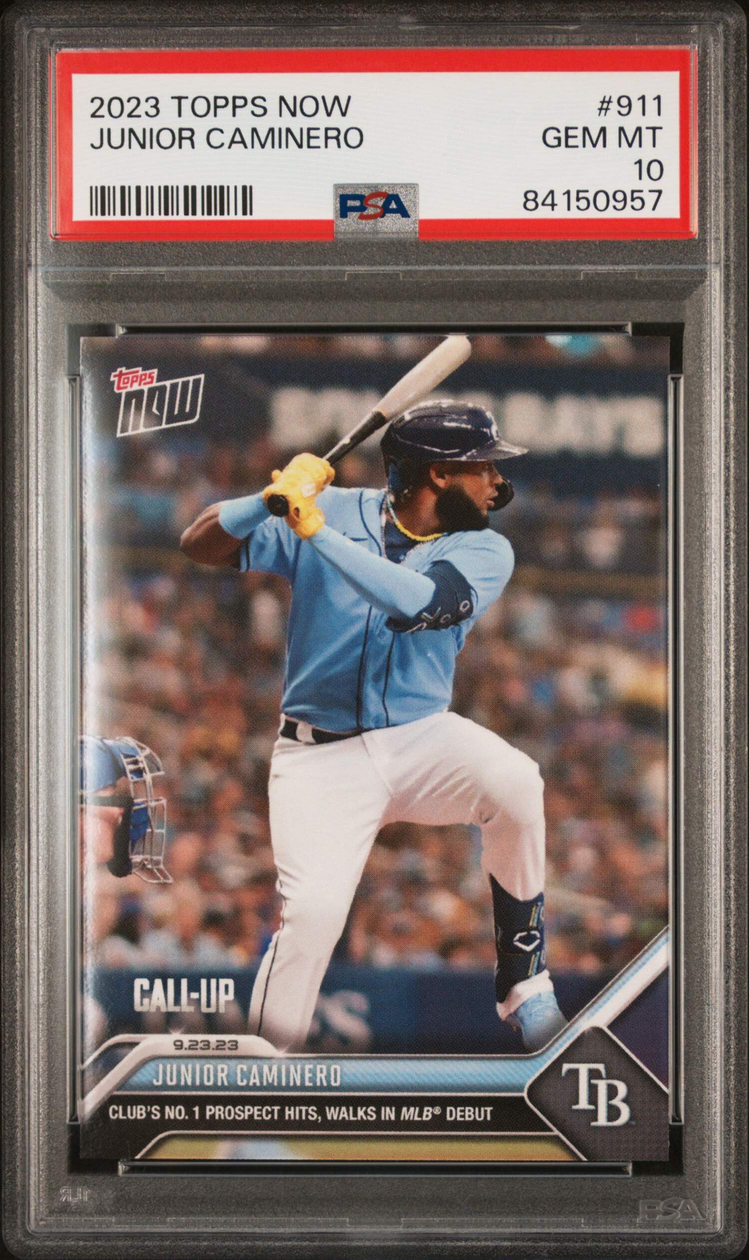 Graded 2023 Topps Now Junior Caminero #911 Rookie RC Baseball Card 
