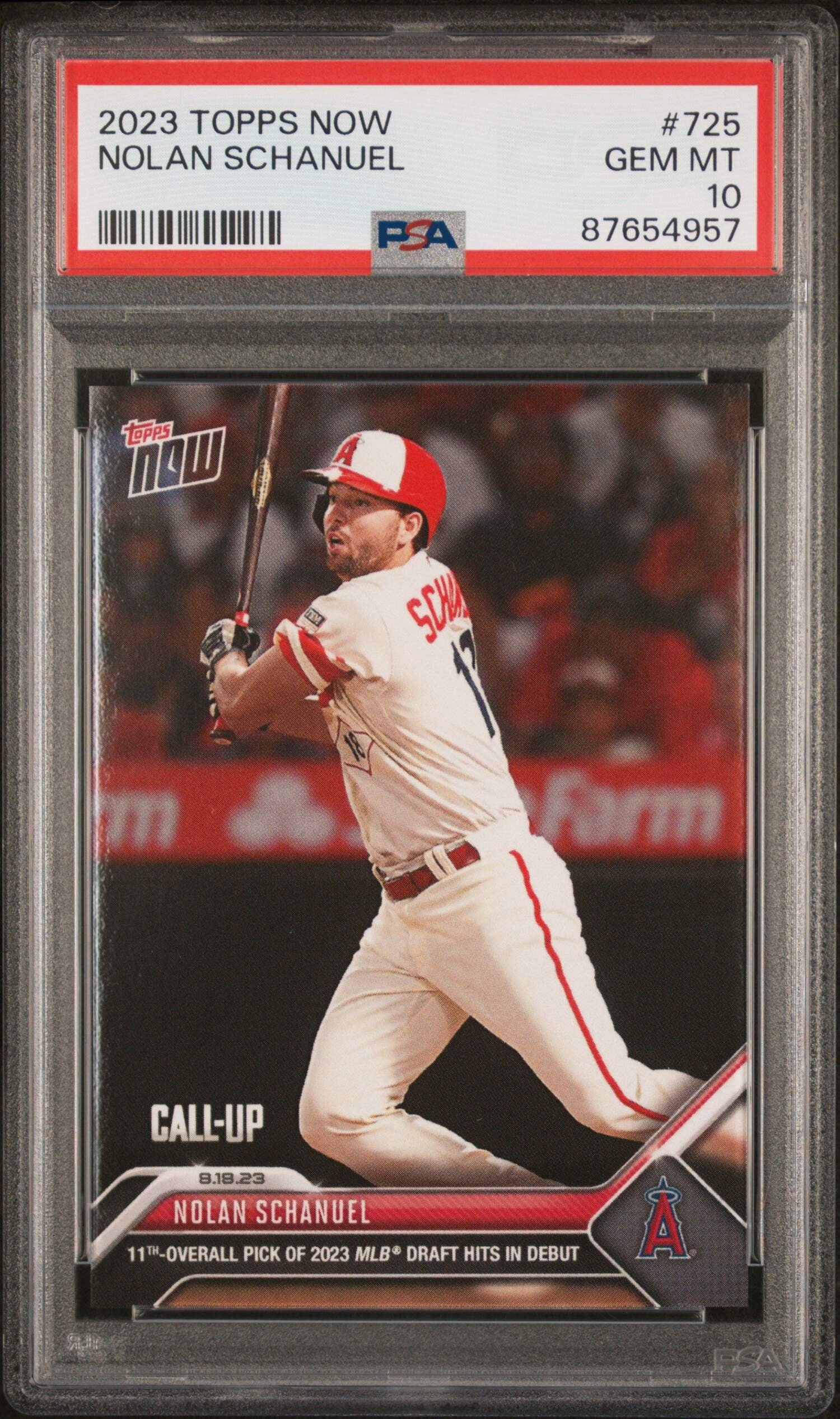 Graded 2023 Topps Now Nolan Schanuel #725 Rookie RC Baseball Card 