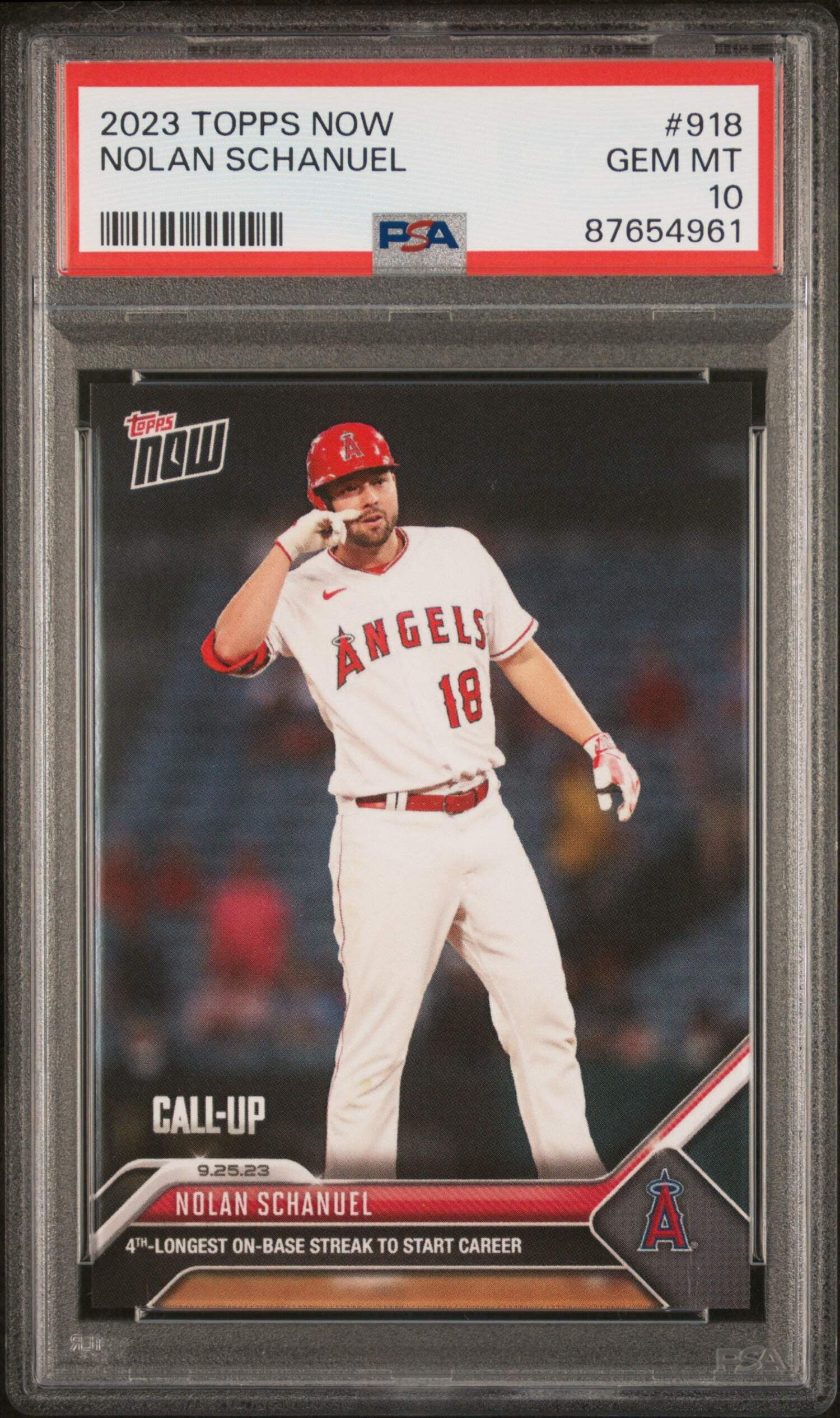 Graded 2023 Topps Now Nolan Schanuel #918 Rookie RC Baseball Card 