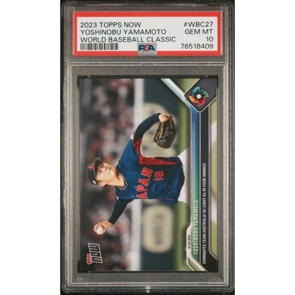 Graded 2023 Topps Now Yoshinobu Yamamoto #WBC27 WBC Rookie RC Baseball Card PSA 10 Gem Mint