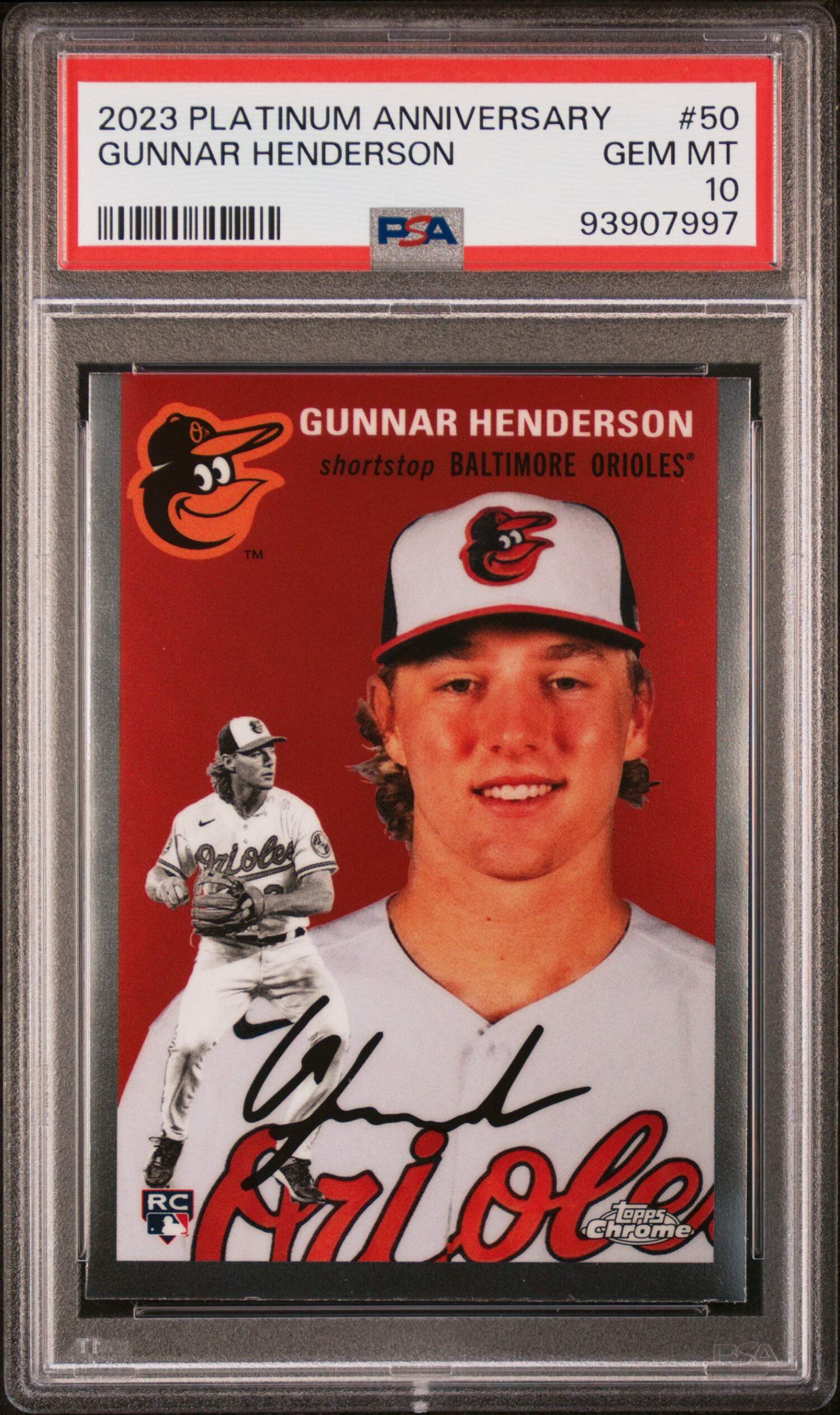 Graded 2023 Topps Platinum Anniversary Gunnar Henderson #50 Rookie 
