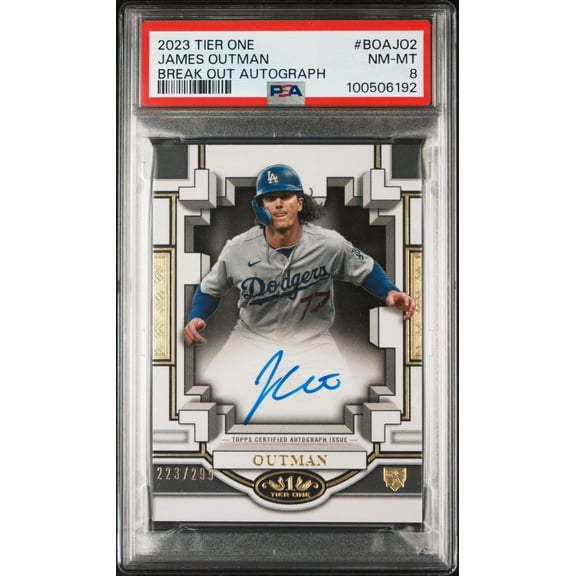 Graded 2023 Topps Tier One Break Out Autographs James Outman #BOAJO2 /299 PSA 8