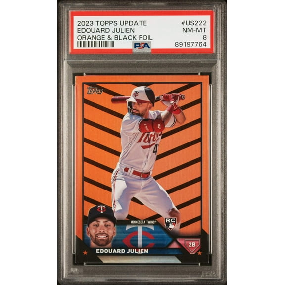Graded 2023 Topps Update Edouard Julien #US222 Orange  Black Foil Rookie RC Baseball Card PSA 8 Near Mint