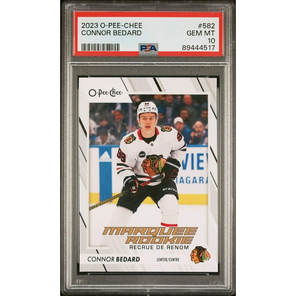 Graded 2023 Upper Deck O-pee-Chee Connor Bedard #582 Rookie RC Hockey Card PSA 10 Gem Mint