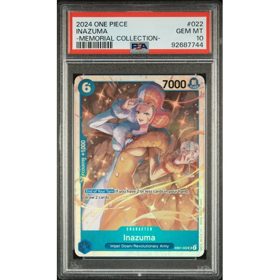 Graded 2024 One Piece Inazuma #022 Memorial Collection EB01 Trading Card Game PSA 10 Gem Mint
