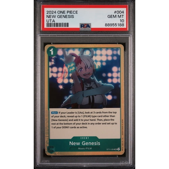 Graded 2024 One Piece New Genesis #004 Uta ST11 Trading Card Game PSA 10 Gem Mint