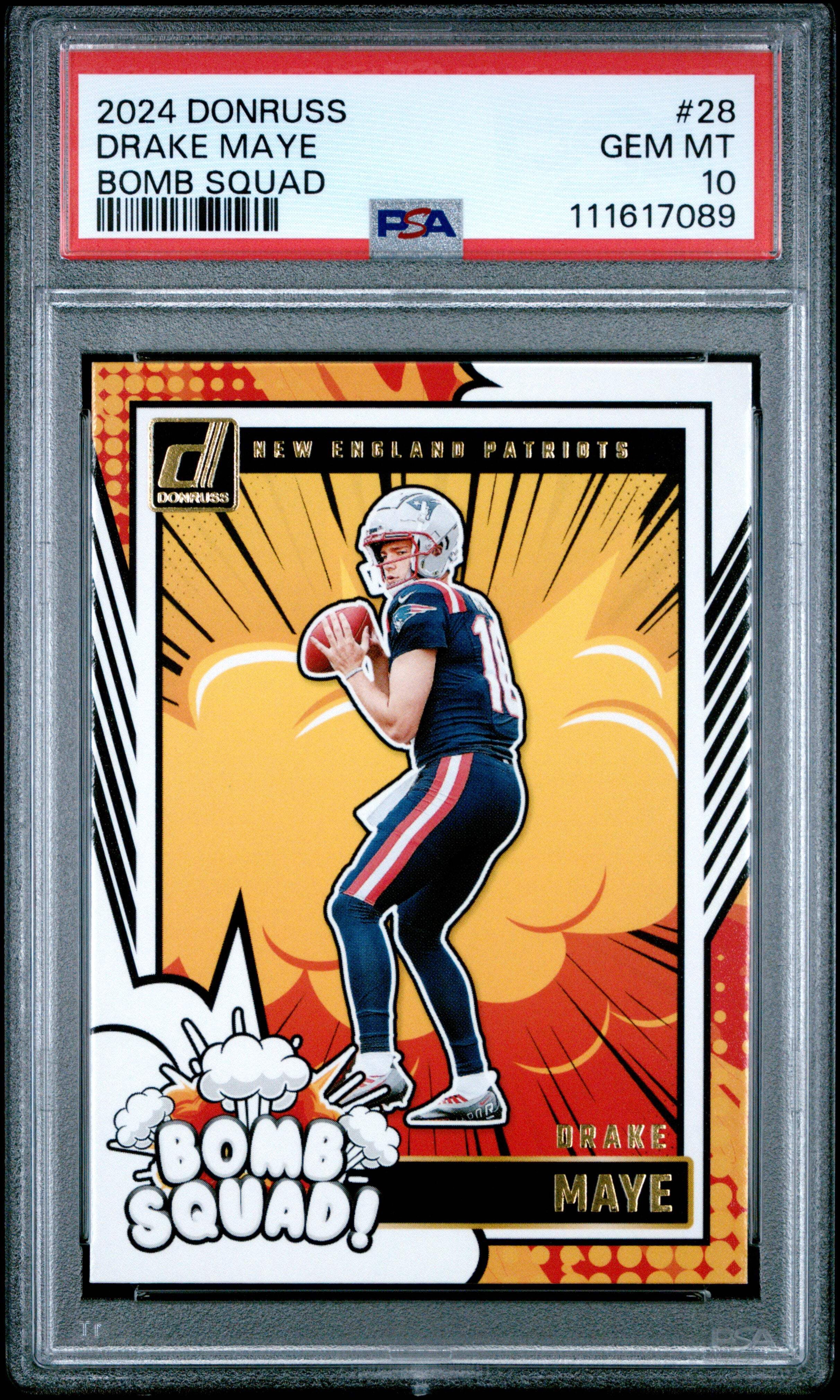 Graded 2024 Panini Donruss Drake Maye #28 Bomb Squad Rookie RC Football ...