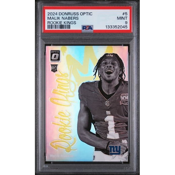 Graded 2024 Panini Donruss Optic Malik Nabers #5 Rookie Kings Rookie RC Football Card PSA 9 Mint