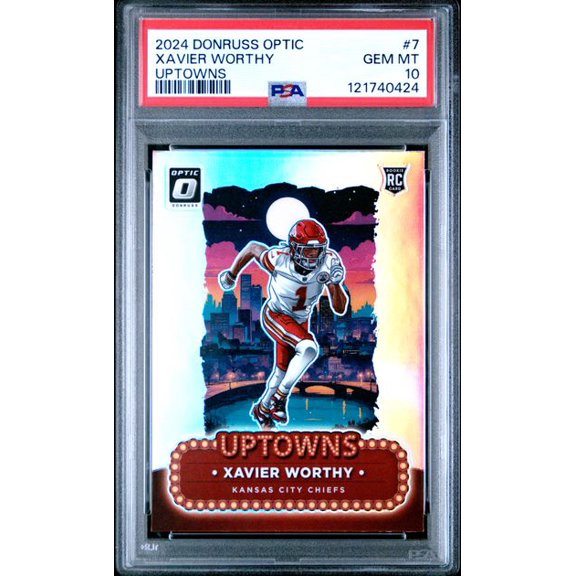Graded 2024 Panini Donruss Optic Xavier Worthy #7 Uptowns Rookie RC Football Card PSA 10 Gem Mint