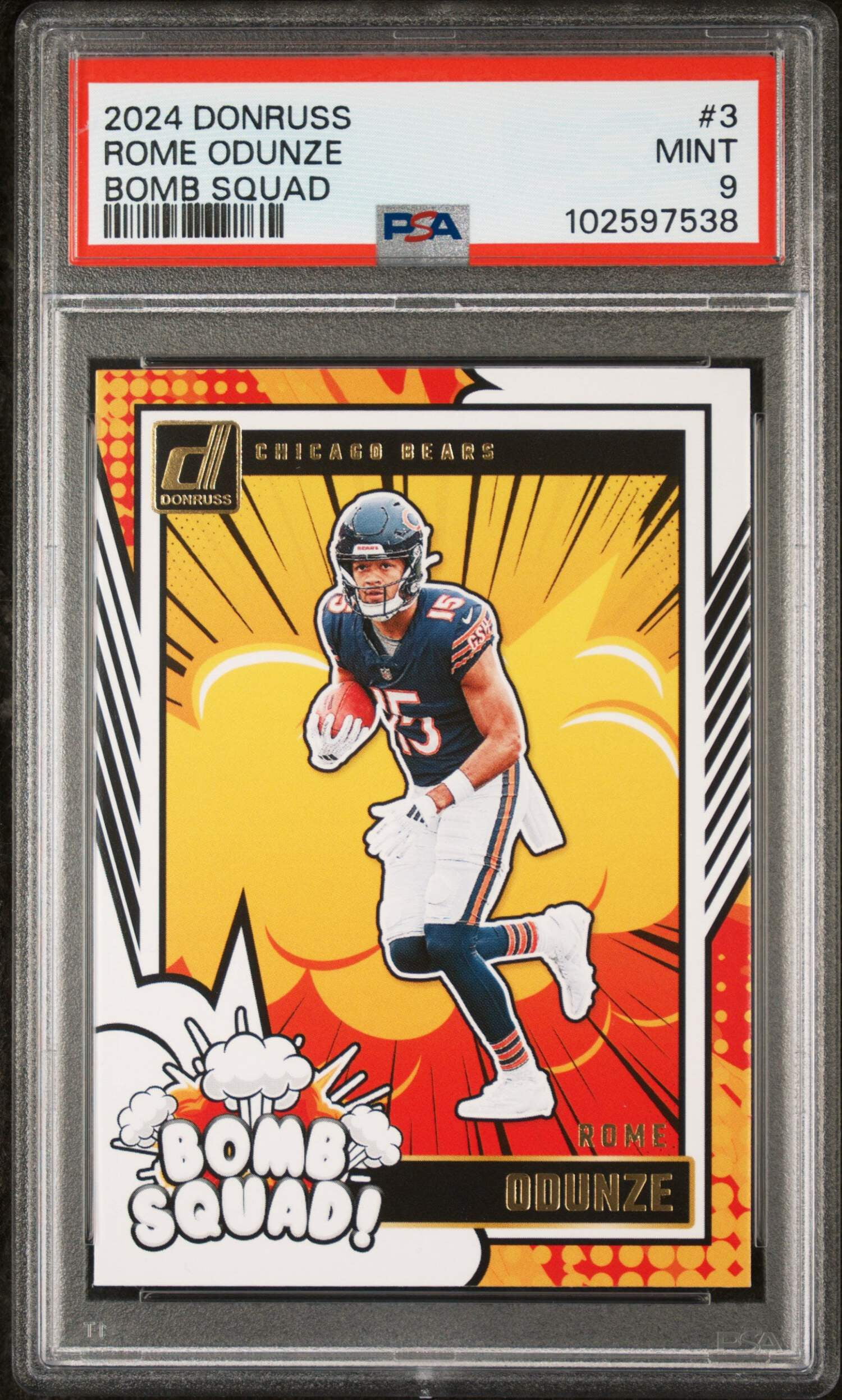 Graded 2024 Panini Donruss Rome Odunze #3 Bomb Squad Rookie RC