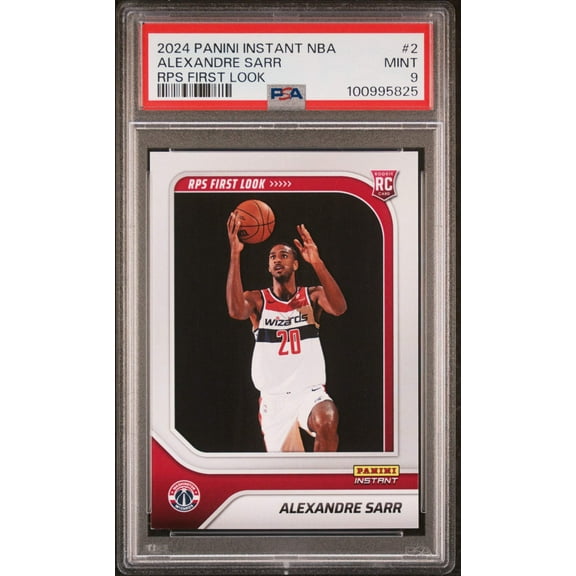 Graded 2024 Panini Instant NBA Alexandre Sarr #2 RPS First Look Rookie RC Basketball Card PSA 9 Mint