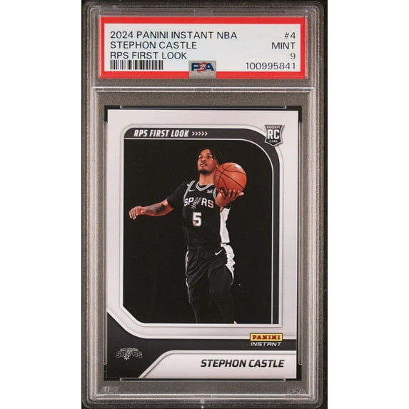 Graded 2024 Panini Instant NBA Stephon Castle #4 RPS First Look Rookie RC Basketball Card PSA 9 Mint