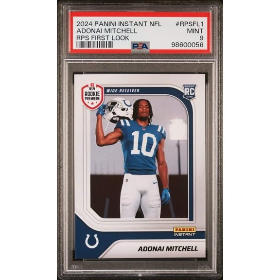 Graded 2024 Panini Instant NFL Adonai Mitchell #RPSFL1 RPS First Look Rookie RC Football Card PSA 9 Mint