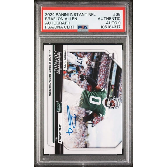 Graded 2024 Panini Instant NFL Braelon Allen #38 Autograph /99 Rookie RC Football Card PSA 9 Auto Grade Mint