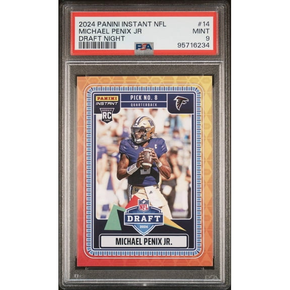 Graded 2024 Panini Instant NFL Michael Penix Jr #14 Draft Night Rookie RC Football Card PSA 9 Mint