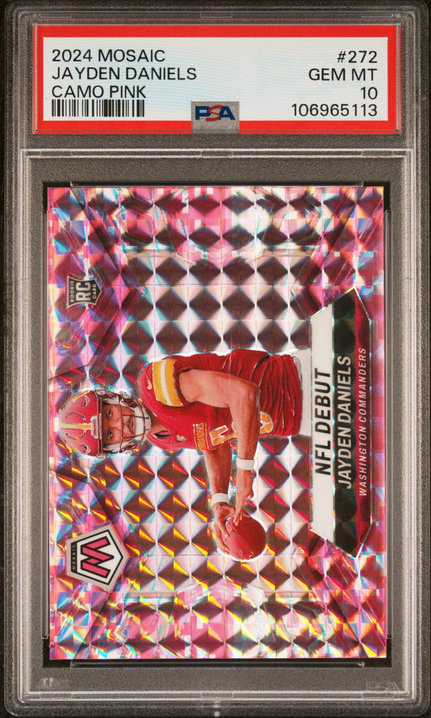 Graded 2024 Panini Mosaic Jayden Daniels #272 Camo Pink