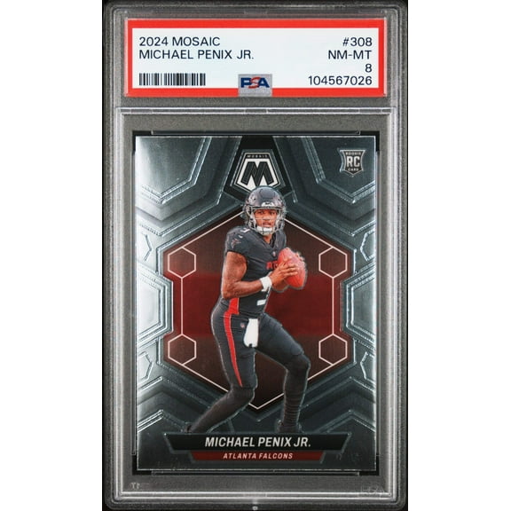 Graded 2024 Panini Mosaic Michael Penix Jr #308 Rookie RC Football Card PSA 8 Near Mint