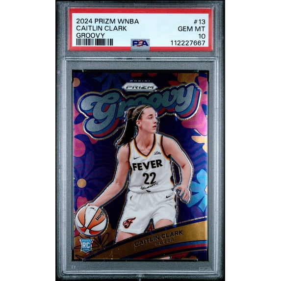 Graded 2024 Panini Prizm Caitlin Clark #13 Groovy Rookie RC Basketball Card PSA 10 Gem Mint