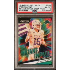 Graded 2024 Panini Prizm Draft Picks Instant Impact IIAM Arch Manning Green Parallel PSA 8 Rookie Insert Texas Longhorns