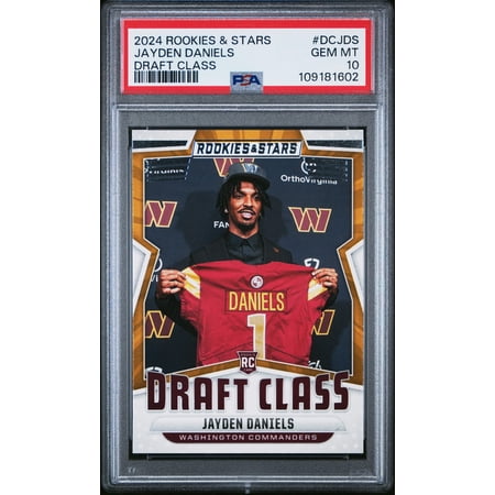 Graded 2024 Panini Rookies Stars Jayden Daniels #DCJDS Draft Class Rookie RC Football Card PSA 10 Gem Mint