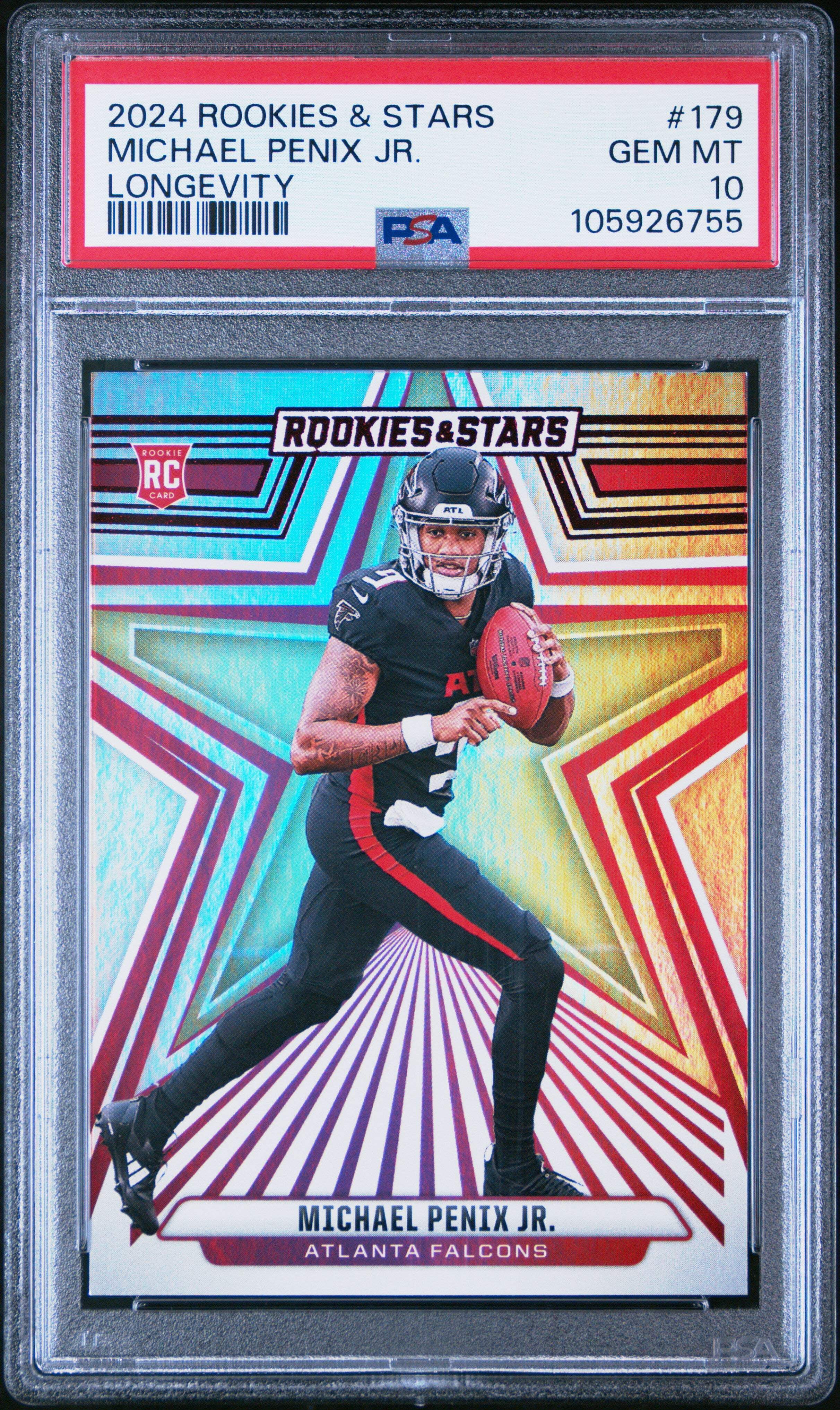 Graded 2024 Panini Rookies  Stars Michael Penix Jr #179 Longevity Rookie RC Football Card PSA 10 Gem Mint