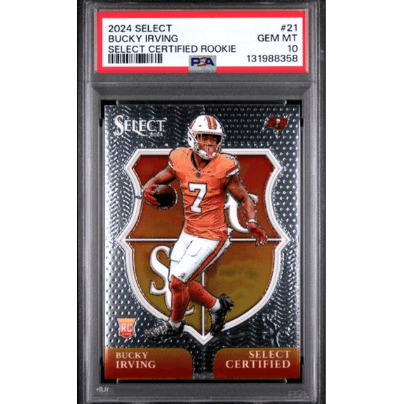 Graded 2024 Panini Select Bucky Irving #21 Select Certified Rookie Rookie RC Football Card PSA 10 Gem Mint