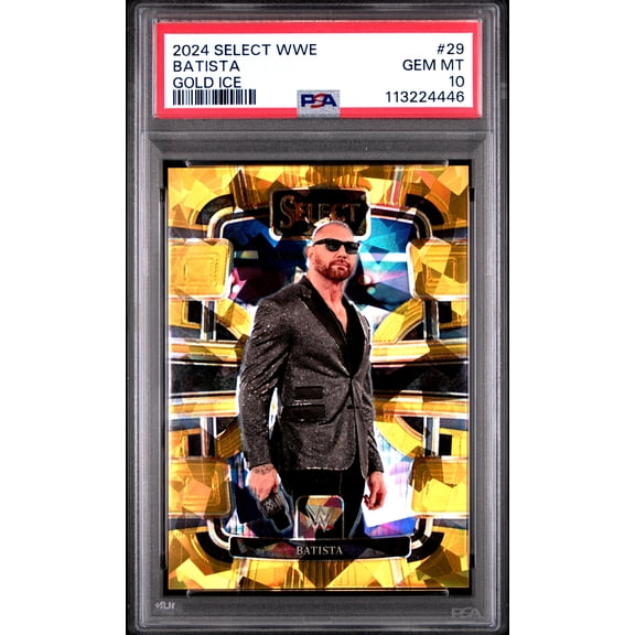 Graded 2024 Panini Select WWE Batista #29 Gold Ice /10 PSA 10