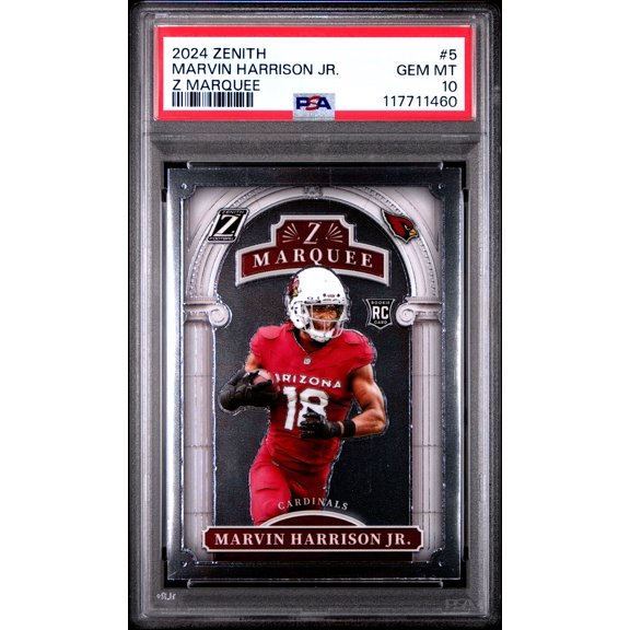 Graded 2024 Panini Zenith Marvin Harrison Jr #5 Z Marquee Rookie RC Football Card PSA 10 Gem Mint