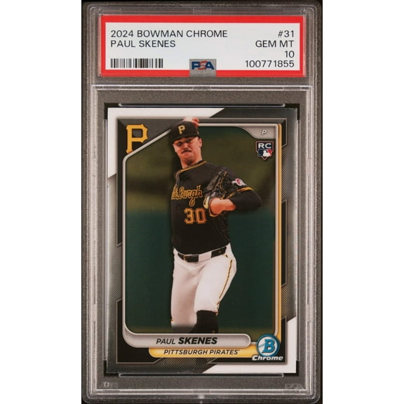 Graded 2024 Topps Bowman Chrome Paul Skenes #31 Rookie RC Baseball Card PSA 10 Gem Mint