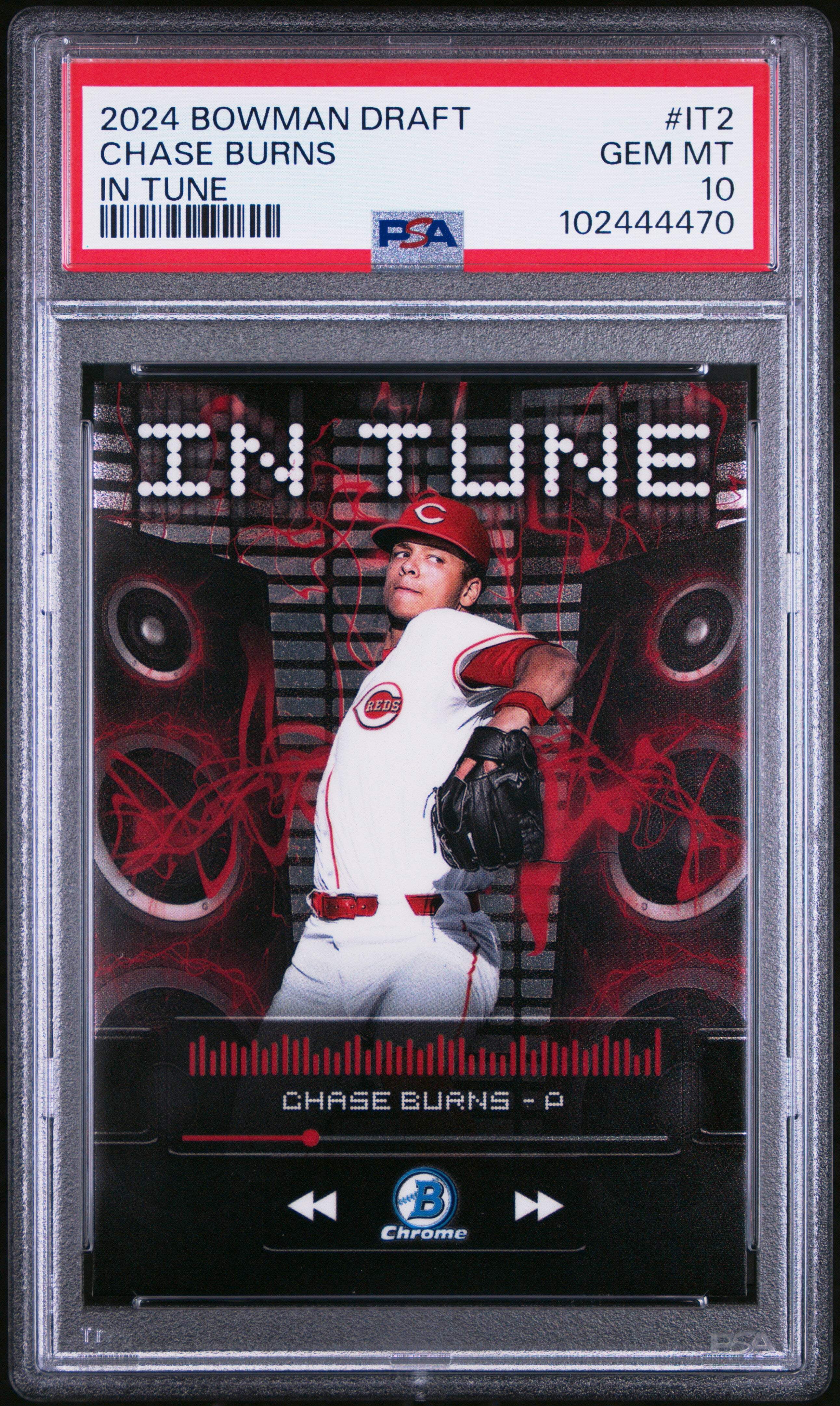 Graded 2024 Topps Bowman Draft Chase Burns #IT2 In Tune Rookie RC 