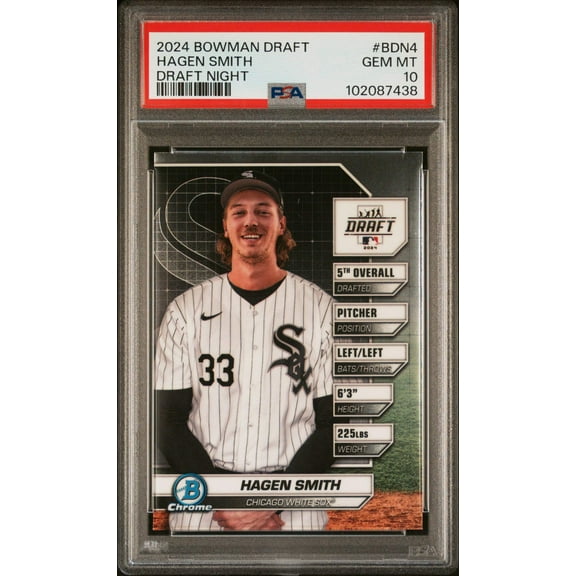 Graded 2024 Topps Bowman Draft Hagen Smith #BDN4 Draft Night Rookie RC Baseball Card PSA 10 Gem Mint