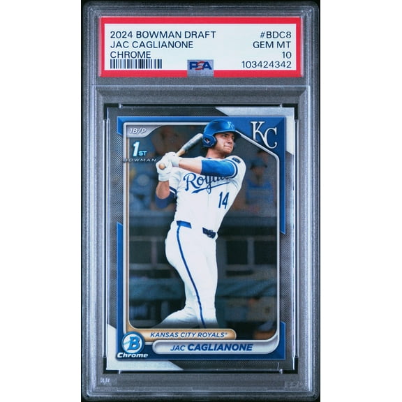 Graded 2024 Topps Bowman Draft Jac Caglianone #BDC8 Chrome Rookie RC Baseball Card PSA 10 Gem Mint