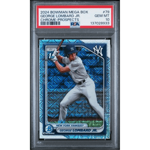 Graded 2024 Topps Bowman Mega Box George Lombard Jr #79 Chrome Prospects Rookie RC Baseball Card PSA 10 Gem Mint
