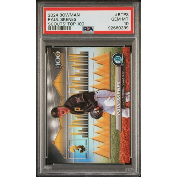 Graded 2024 Topps Bowman Paul Skenes #BTP3 Scouts Top 100 Rookie RC Baseball Card PSA 10 Gem Mint