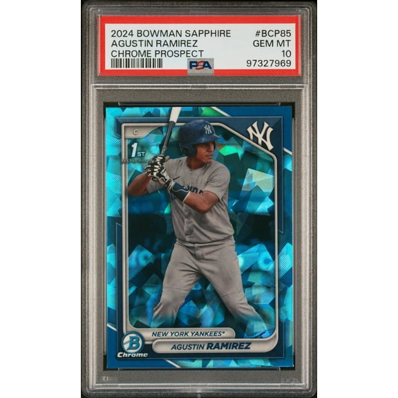 Graded 2024 Topps Bowman Sapphire Agustin Ramirez #BCP85 Chrome Prospects Rookie RC Baseball Card PSA 10 Gem Mint