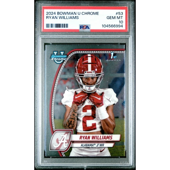 Graded 2024 Topps Bowman U Chrome University Ryan Williams #53 Rookie RC Football Card PSA 10 Gem Mint