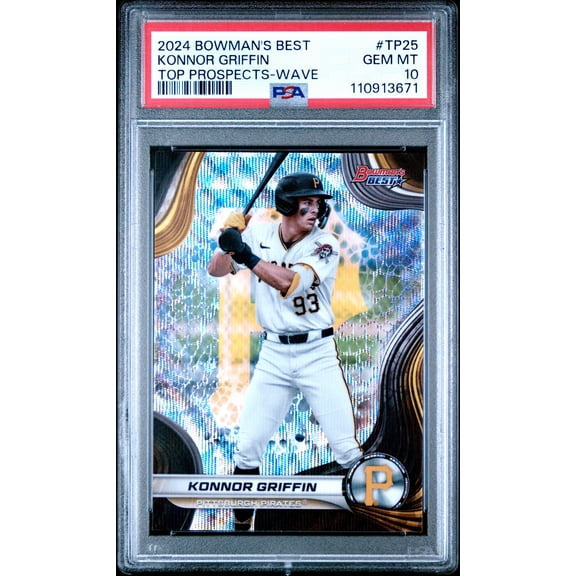Graded 2024 Topps Bowmans Best Konnor Griffin #TP25 Top Prospects Wave Rookie RC Baseball Card PSA 10 Gem Mint