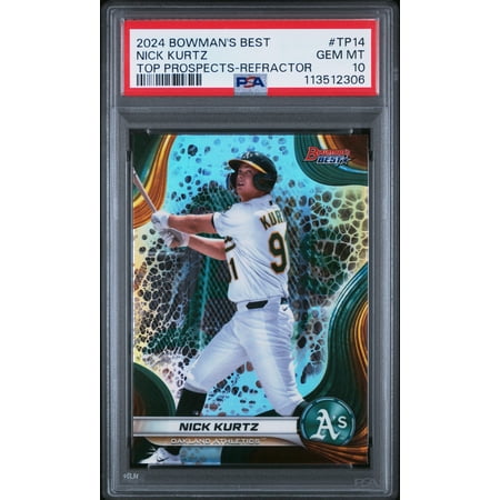 Graded 2024 Topps Bowmans Best Nick Kurtz #TP14 Top Prospects Refractor Rookie RC Baseball Card PSA 10 Gem Mint