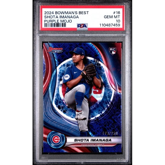 Graded 2024 Topps Bowmans Best Shota Imanaga #16 Purple Mojo /250 Rookie RC Baseball Card PSA 10 Gem Mint