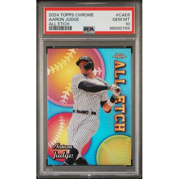 Graded 2024 Topps Chrome Aaron Judge #CAE6 All Etch Baseball Card PSA 10 Gem Mint