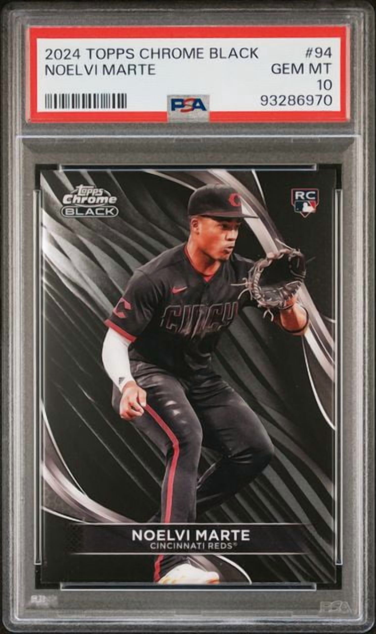 Graded 2024 Topps Chrome Black Noelvi Marte #94 Rookie RC Baseball 