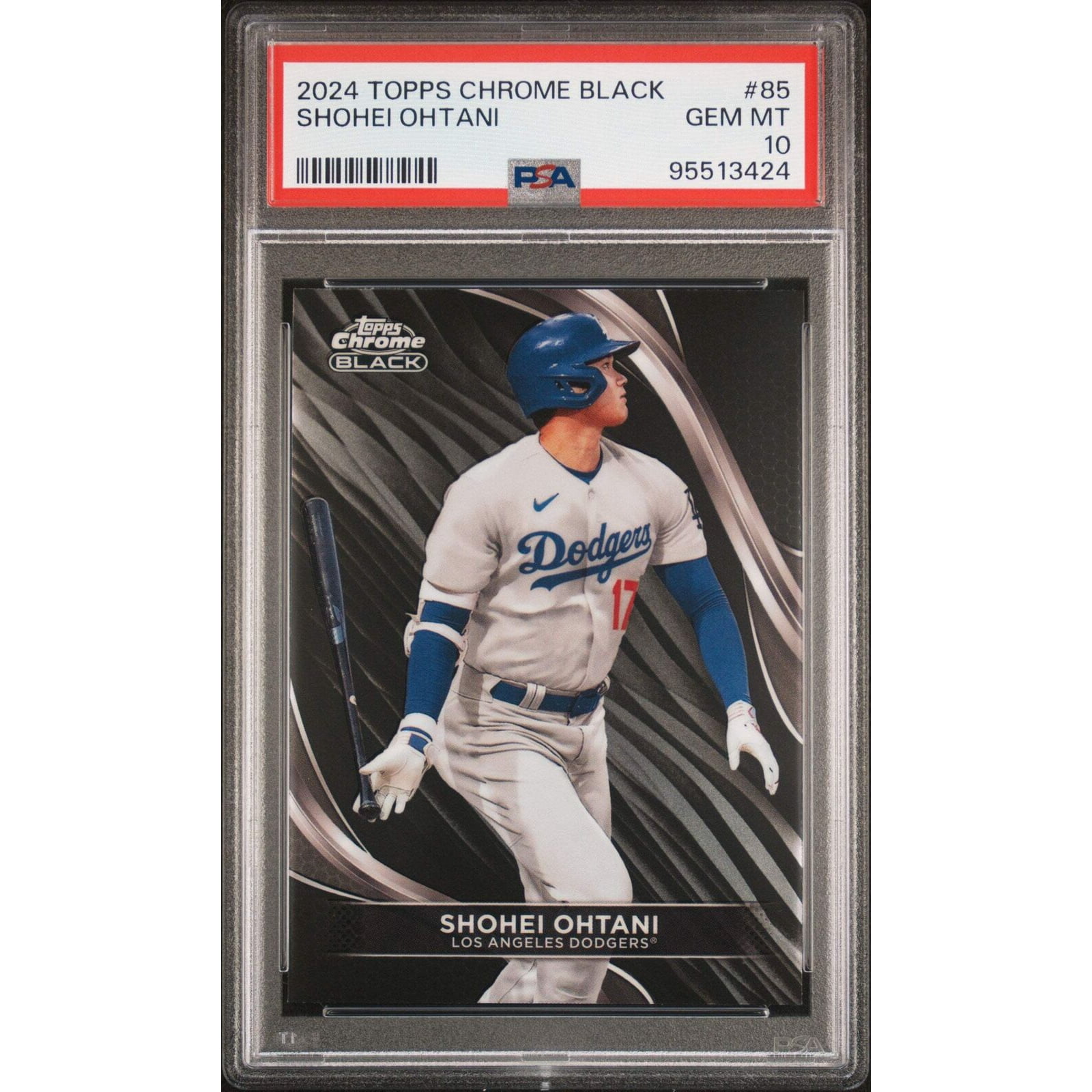 Graded 2024 Topps Chrome Black Shohei Ohtani 85 Baseball Card PSA 10