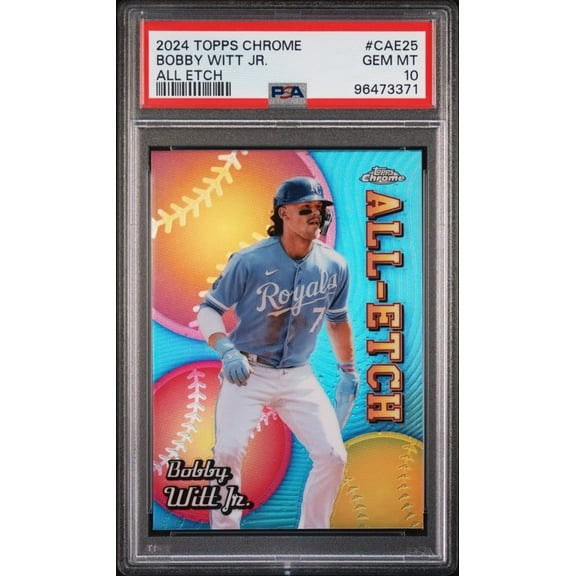 Graded 2024 Topps Chrome Bobby Witt Jr. #CAE25 All Etch Baseball Card PSA 10 Gem Mint