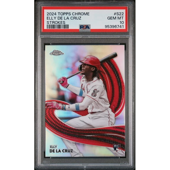 Graded 2024 Topps Chrome Elly De La Cruz #S22 Strokes Rookie RC Baseball Card PSA 10 Gem Mint