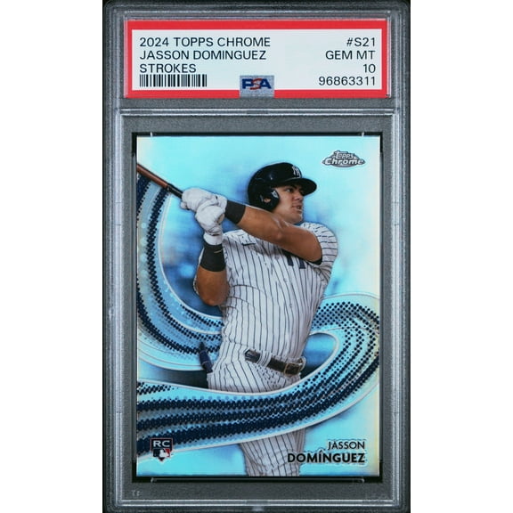 Graded 2024 Topps Chrome Jasson Dominguez #S21 Strokes Rookie RC Baseball Card PSA 10 Gem Mint