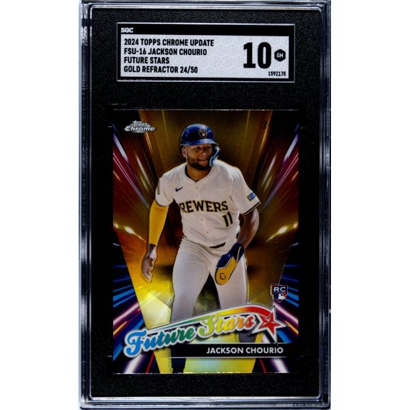 Graded 2024 Topps Chrome Update Jackson Chourio Future Stars Gold Refractor FSU-16 /50 SGC 10