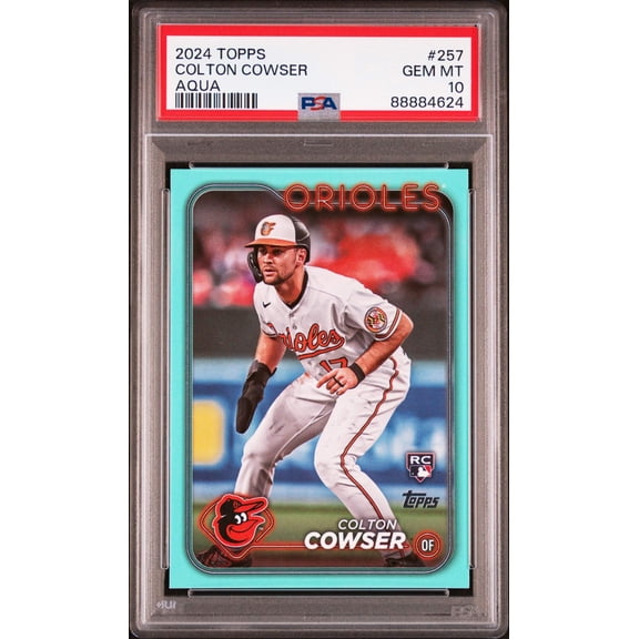 Graded 2024 Topps Colton Cowser #257 Aqua Rookie RC Baseball Card PSA 10 Gem Mint