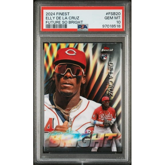 Graded 2024 Topps Finest Elly De La Cruz #FSB20 Future So Bright Rookie RC Baseball Card PSA 10 Gem Mint