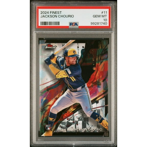 Graded 2024 Topps Finest Jackson Chourio #11 Rookie RC Baseball Card PSA 10 Gem Mint