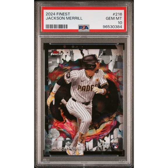Graded 2024 Topps Finest Jackson Merrill #216 Rookie RC Baseball Card PSA 10 Gem Mint